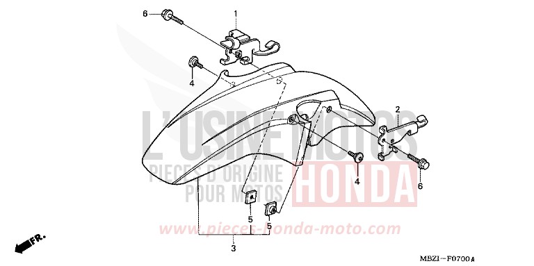 AILE AVANT (CB600F2/F22/3/4) de Hornet S FORCE SILVER METALLIC (NH411) de 2002